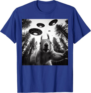 Squirrel Selfie With Alien UFO Funny Gifts Women Kid T-Shirt - T-Shirt | Royal