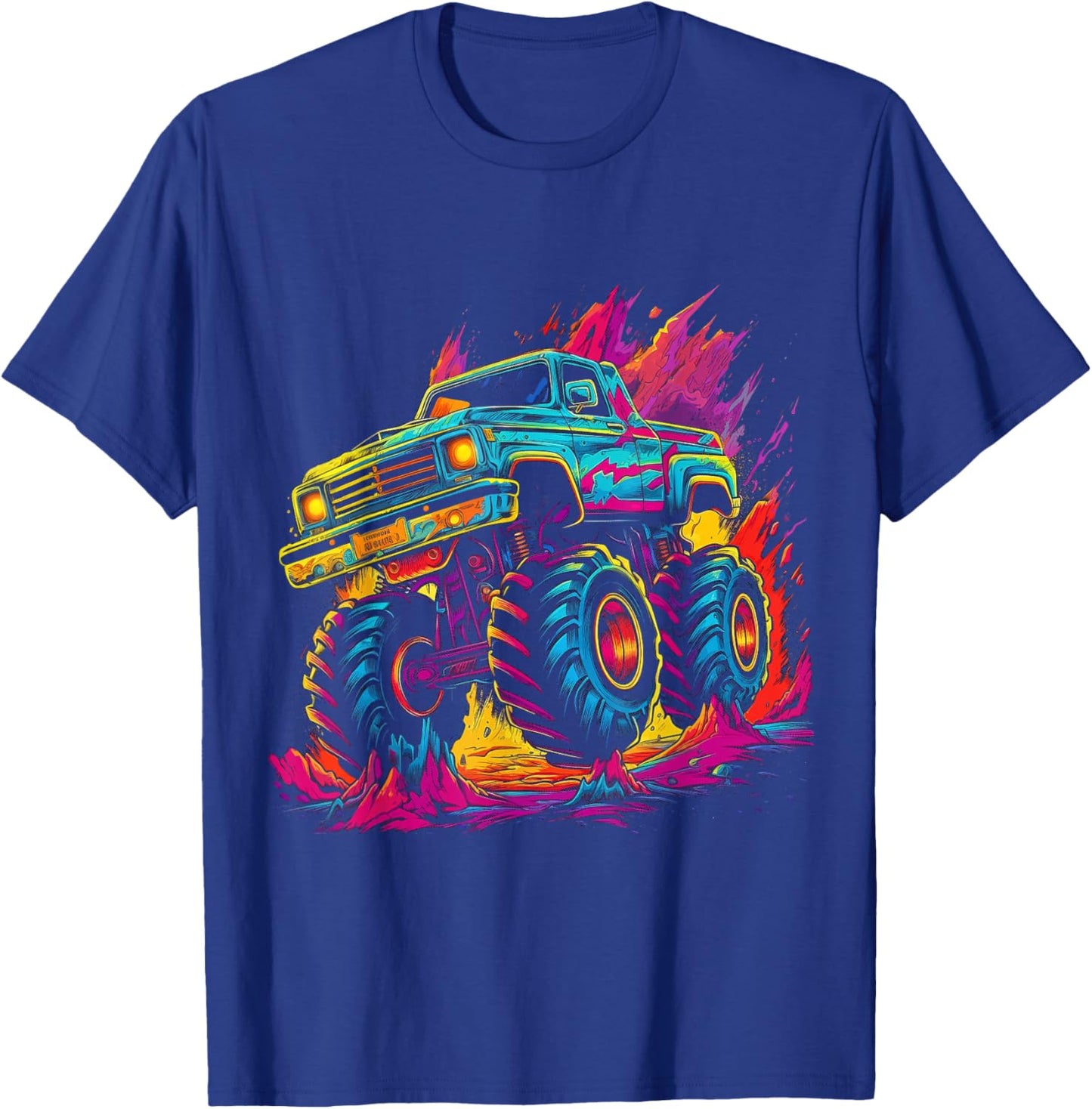 Retro Vintage Monster Truck Retro Sunset Monster Truck Boys T-Shirt - T-Shirt | Royal
