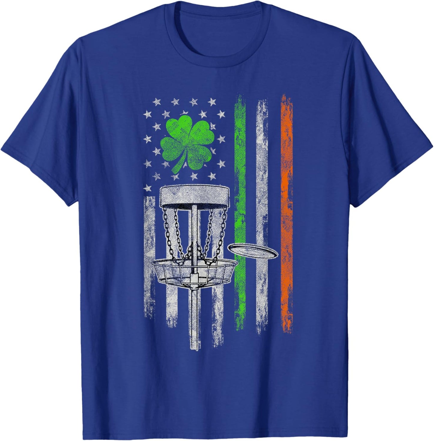 Disc Golf American Irish Flag St Patricks Day Shamrock Leaf T-Shirt - T-Shirt | Royal