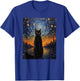 black cat Painting art Starry Night kitty kitten Van Gogh T-Shirt - T-Shirt | Royal