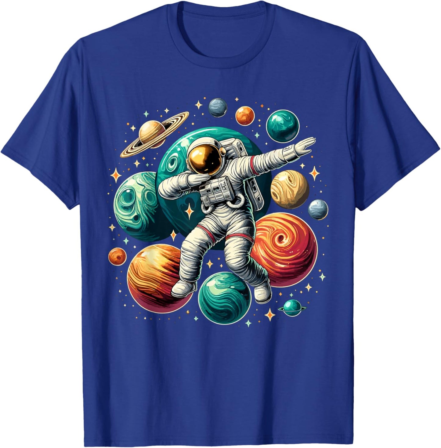 Astronaut Dabbing Planets Astronaut Science Space T-Shirt - T-Shirt | Royal