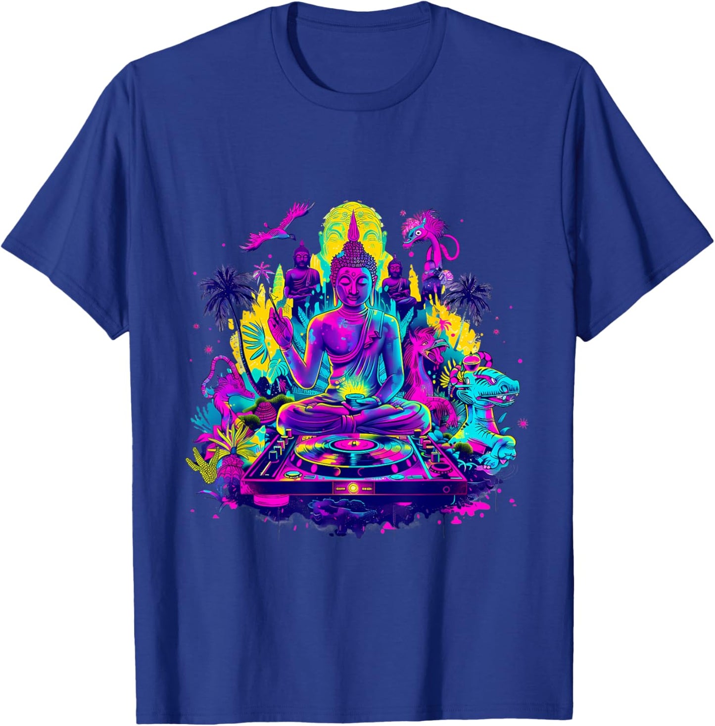 Buddha DJ Tropical Turntable DJ Buddha Dance Club Meditation T-Shirt - T-Shirt | Royal