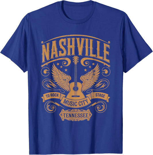 Nashville Music City Women Men Tennessee Rock Country T-Shirt - T-Shirt | Royal