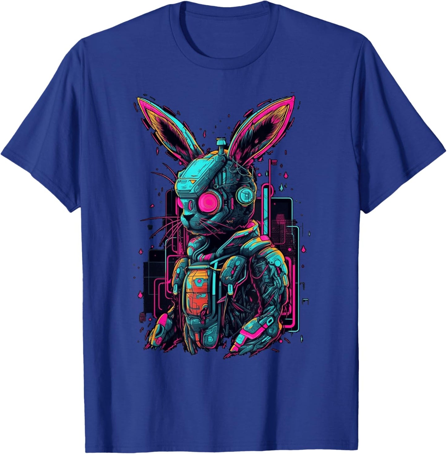 Cyberpunk Bunny Cyborg Rabbit | Cool Gamer Easter T-Shirt - T-Shirt | Royal