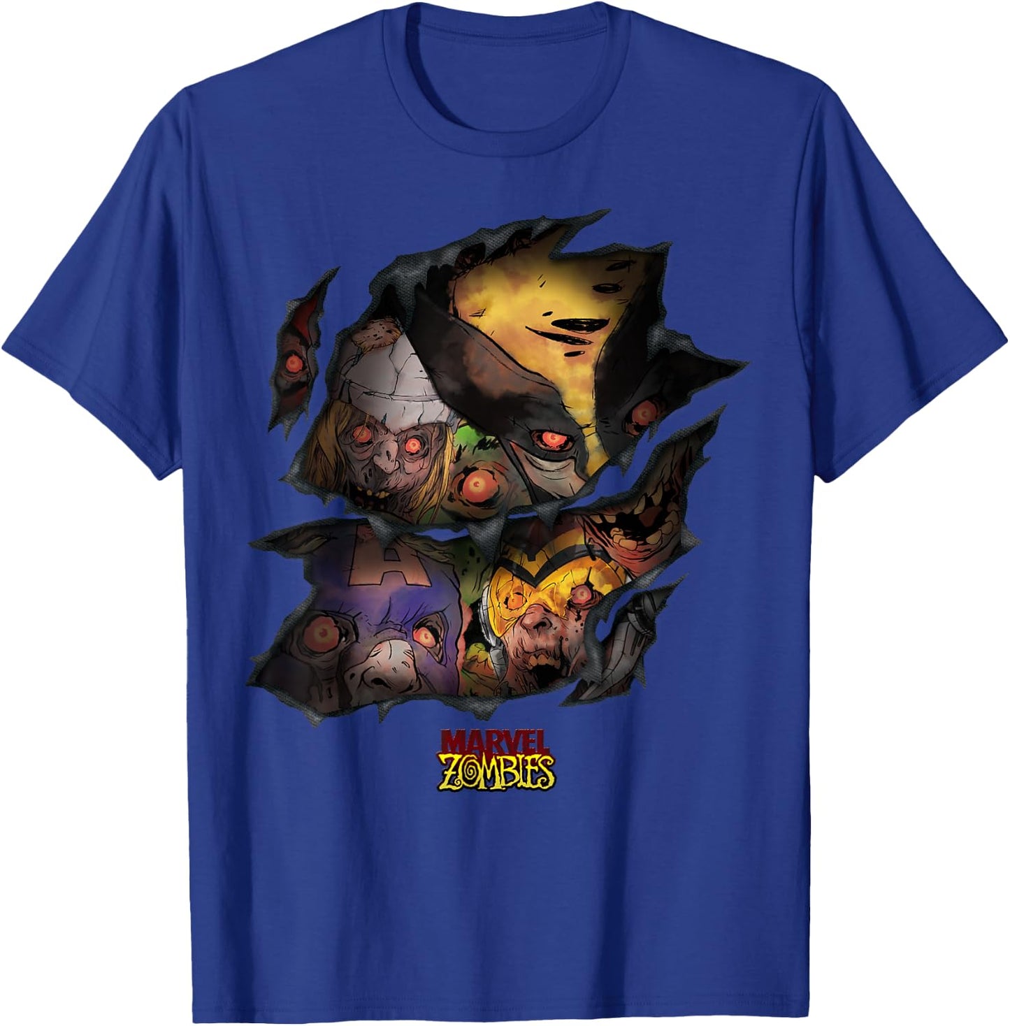 Marvel Zombies Group Shot Zombies Ripping Through T-Shirt - T-Shirt | Royal