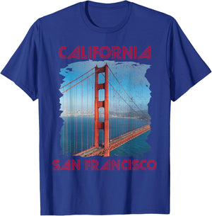 California Golden Gate Bridge Souvenir San Francisco Tour T-Shirt - T-Shirt | Royal