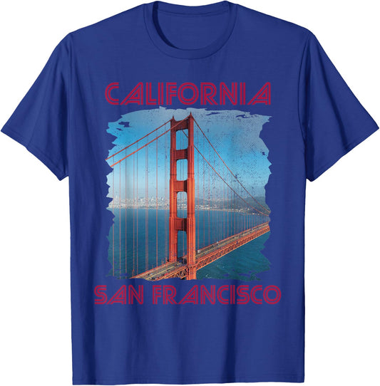 California Golden Gate Bridge Souvenir San Francisco Tour T-Shirt - T-Shirt | Royal