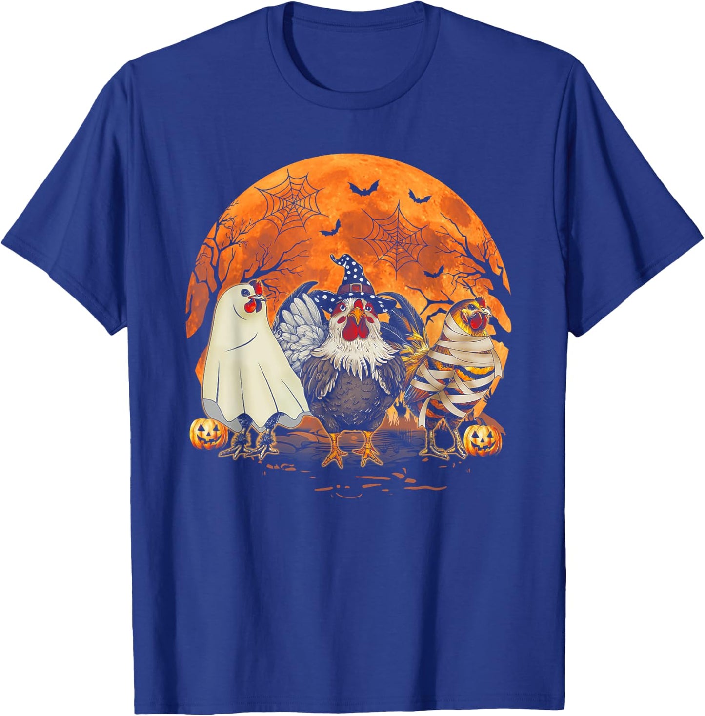 Funny Halloween Costume Farmers Spooky Chickens Witch T-Shirt - T-Shirt | Royal