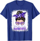 Messy Bun Periwinkle Ribbon Stomach Cancer Awareness T-Shirt - T-Shirt | Royal