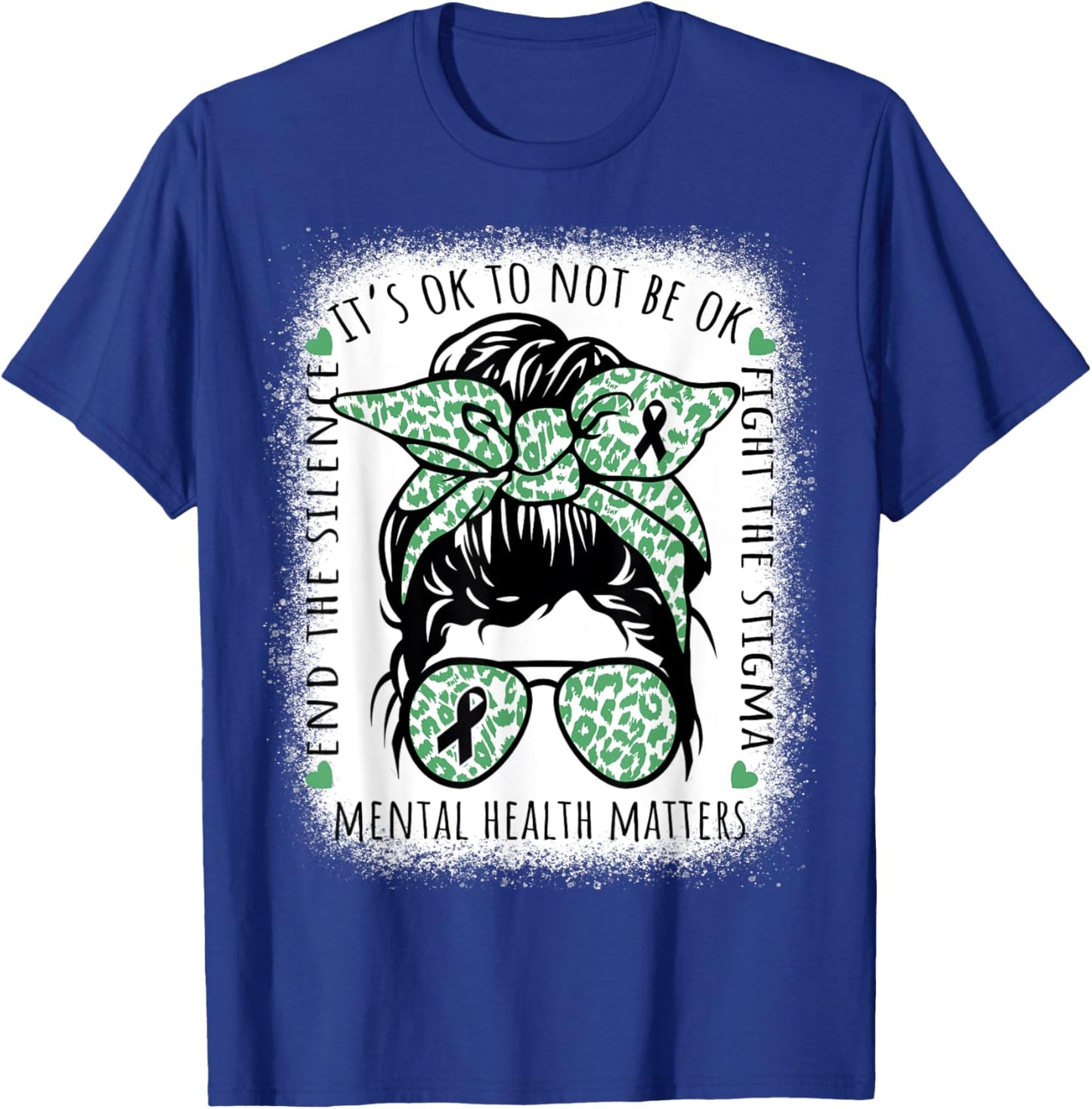 Mental Health Awareness Matters Mental Health Messy Bun T-Shirt - T-Shirt | Royal