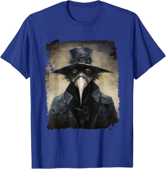 FrightNightFits Plague Doctor - Black, Small - Horror Halloween Graphic Design - -Adult, -Kids - Short Sleeve - Cotton Blend - - Halloween T-Shirt - T-Shirt | Royal