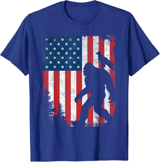 Bigfoot 4th of July American Eagle USA Flag Patriotic Kids T-Shirt - T-Shirt | Royal