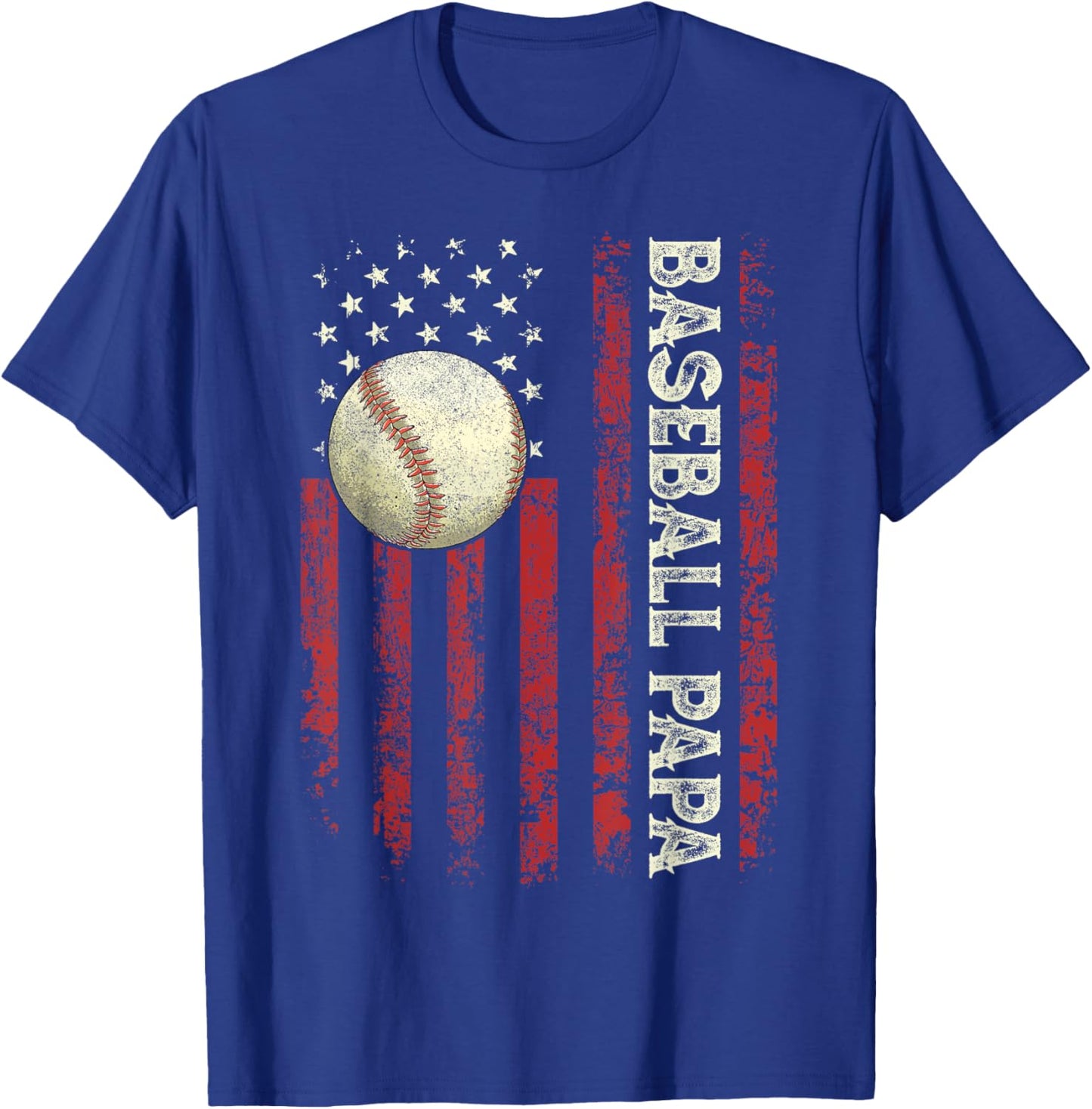 Father's Day Baseball Papa USA Flag Gifts Dad Men Baseball T-Shirt - T-Shirt | Royal
