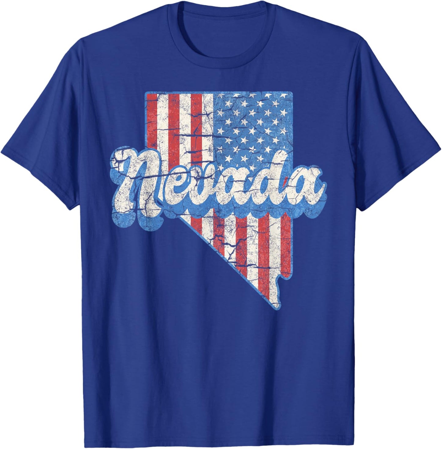 Silver Nevada State NV Vacation US Flag Camping Hiking T-Shirt - T-Shirt | Royal