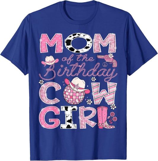 Mom Of The Birthday CowGirl Pink Rodeo Disco T-Shirt - T-Shirt | Royal