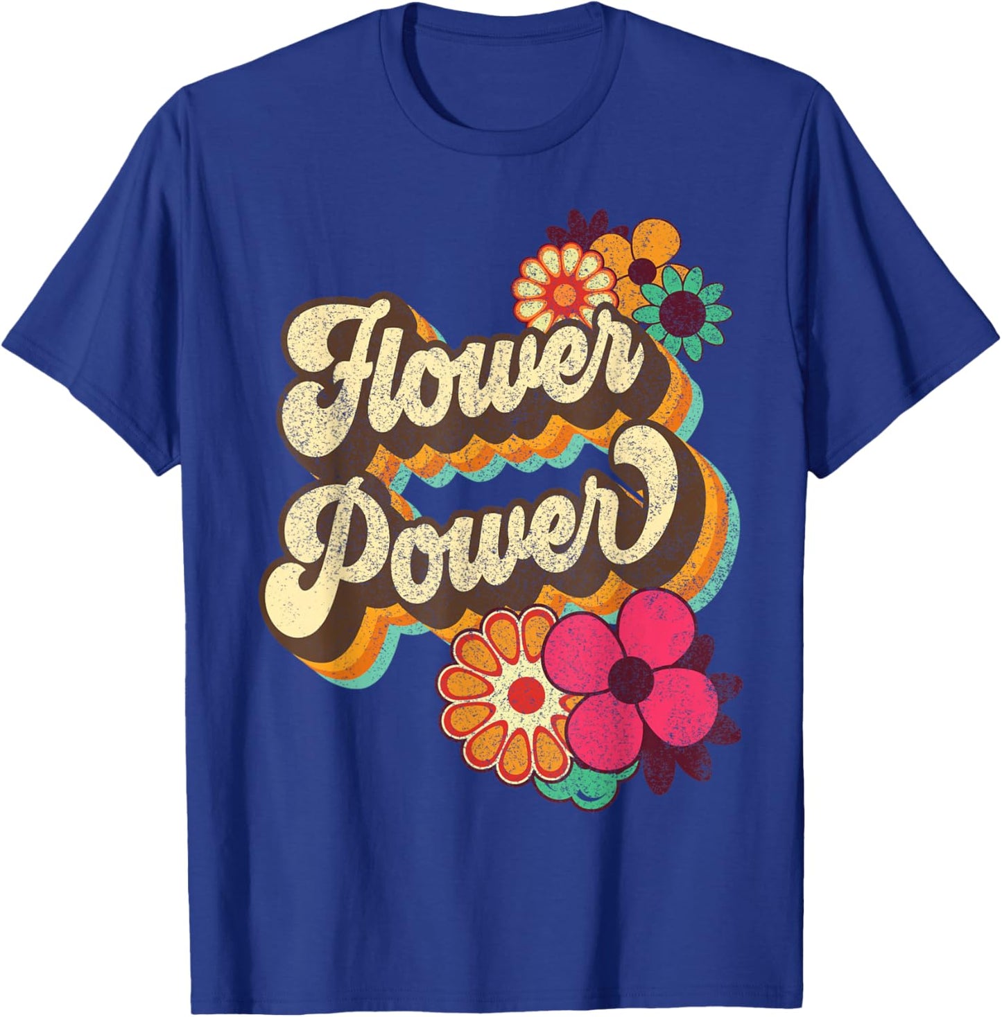 Flower Power 60s 70s Hippie Retro Groovy Positive Vibes T-Shirt - T-Shirt | Royal