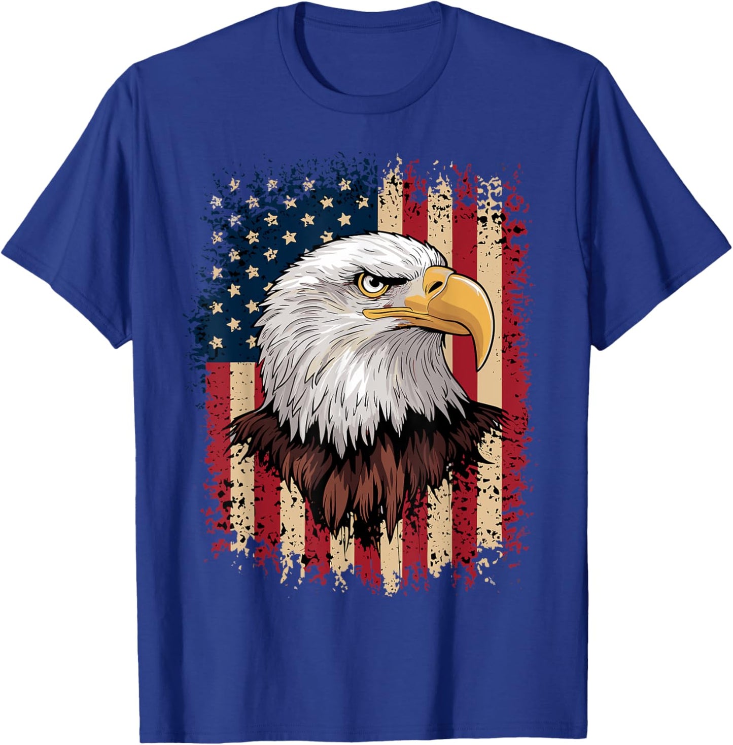American Flag Bald Eagle Patriotic T-Shirt - T-Shirt | Royal