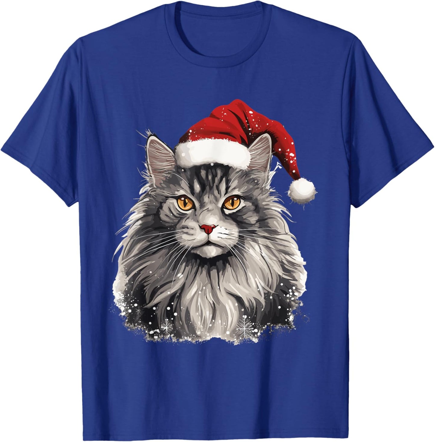 Maine Coon Cat Breed Pet with a Christmas Hat T-Shirt - T-Shirt | Royal