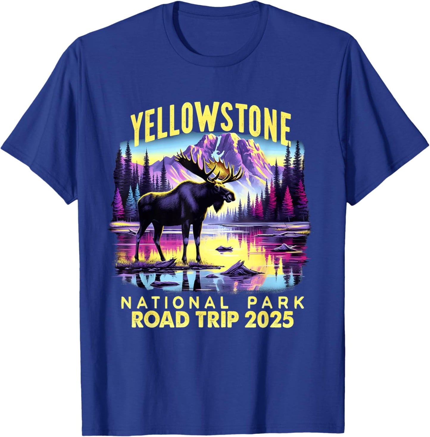 Yellowstone Road Trip 2025 Nature Adventure Souvenir Costume T-Shirt - T-Shirt | Royal