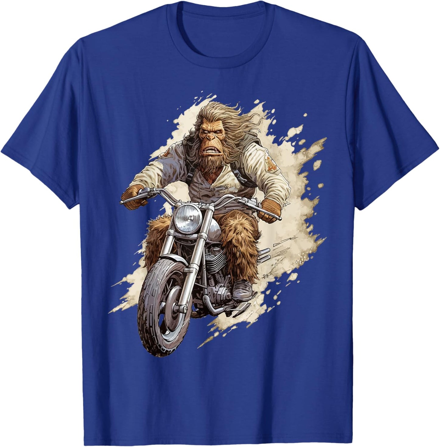 Bigfoot Biker Funny Sasquatch Bigfoot Riding A Motorcycle T-Shirt - T-Shirt | Royal