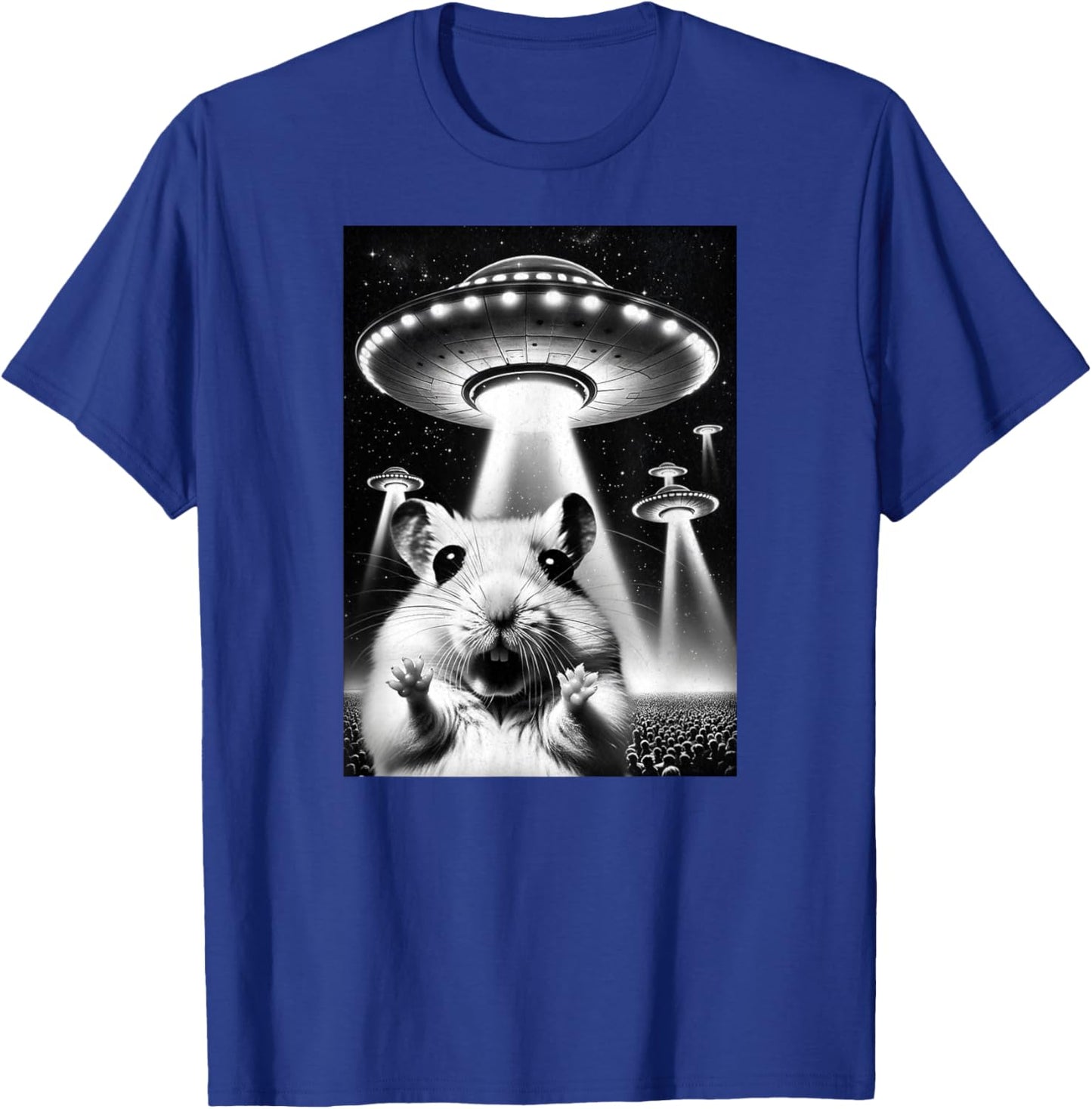 Hamster UFO | Funny Invasion Meme Alien Hamster UFO Selfie T-Shirt - T-Shirt | Royal