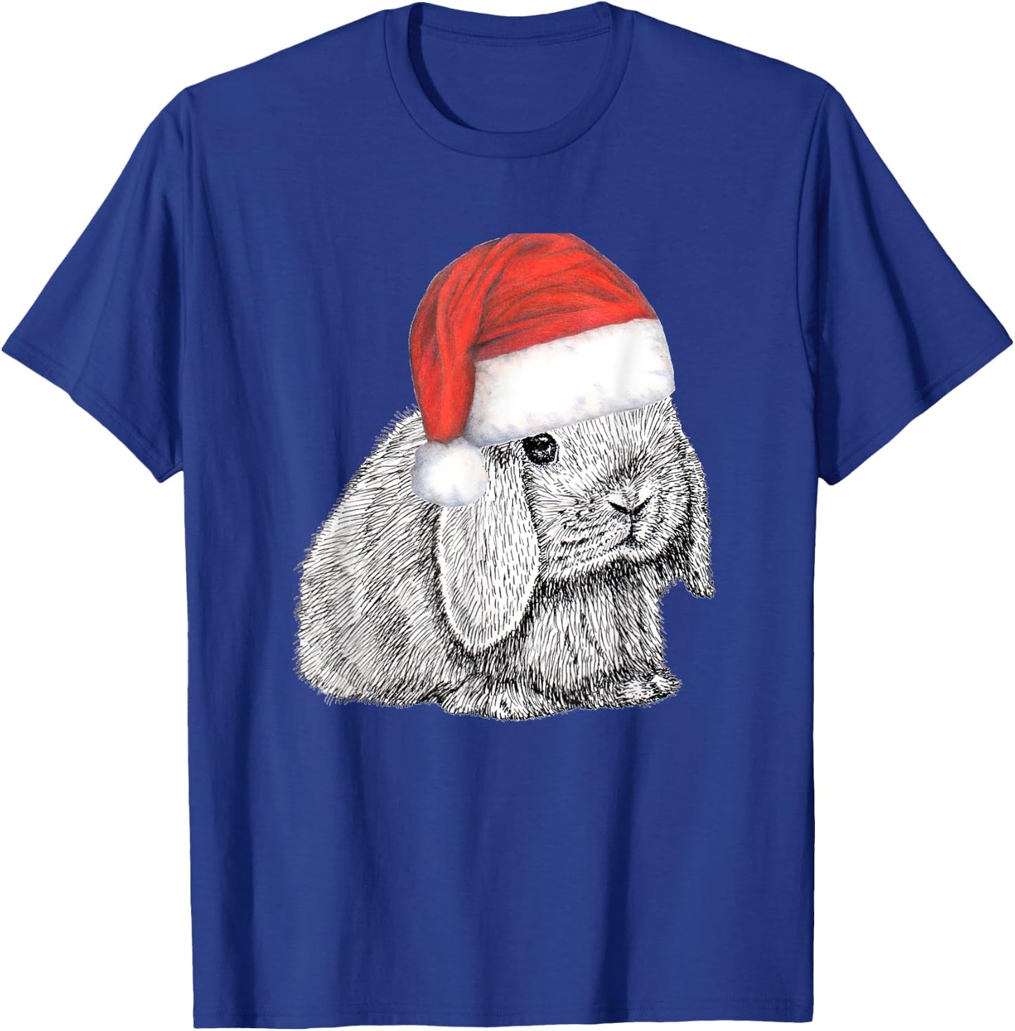 Dwarf Lop Eared Bunny Rabbit In Santa Claus Christmas Hat T-Shirt - T-Shirt | Royal