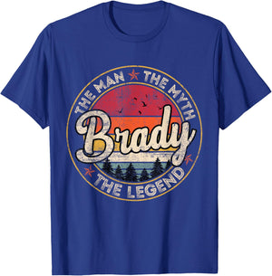 Brady The Man The Myth The Legend Personalized Name T-Shirt - T-Shirt | Royal