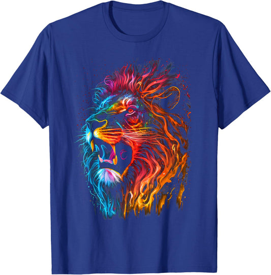 Fire of God, lion Animal roaring lion workout positive T-Shirt - T-Shirt | Royal