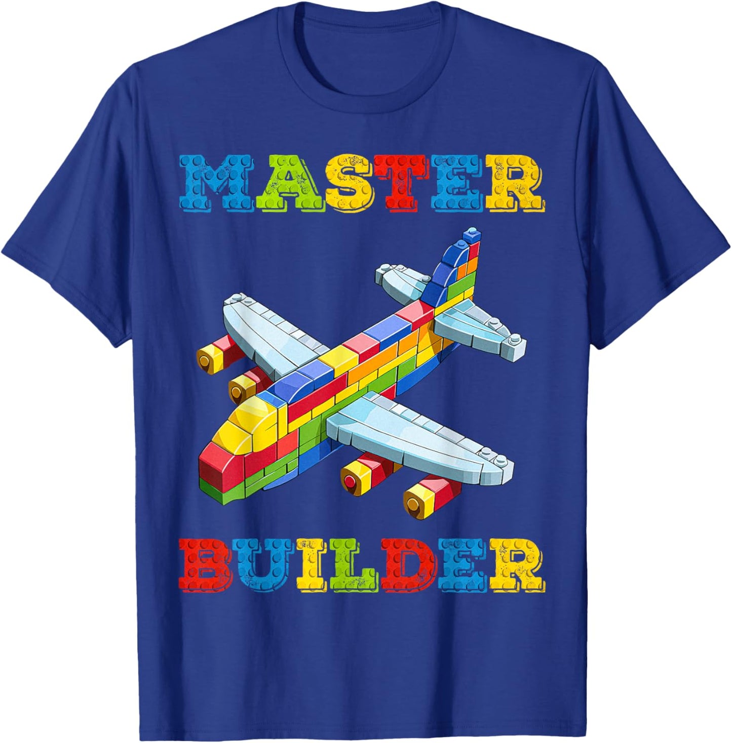 Cute Master Builder Kids Building Blocks Toy Plane Lover T-Shirt - T-Shirt | Royal