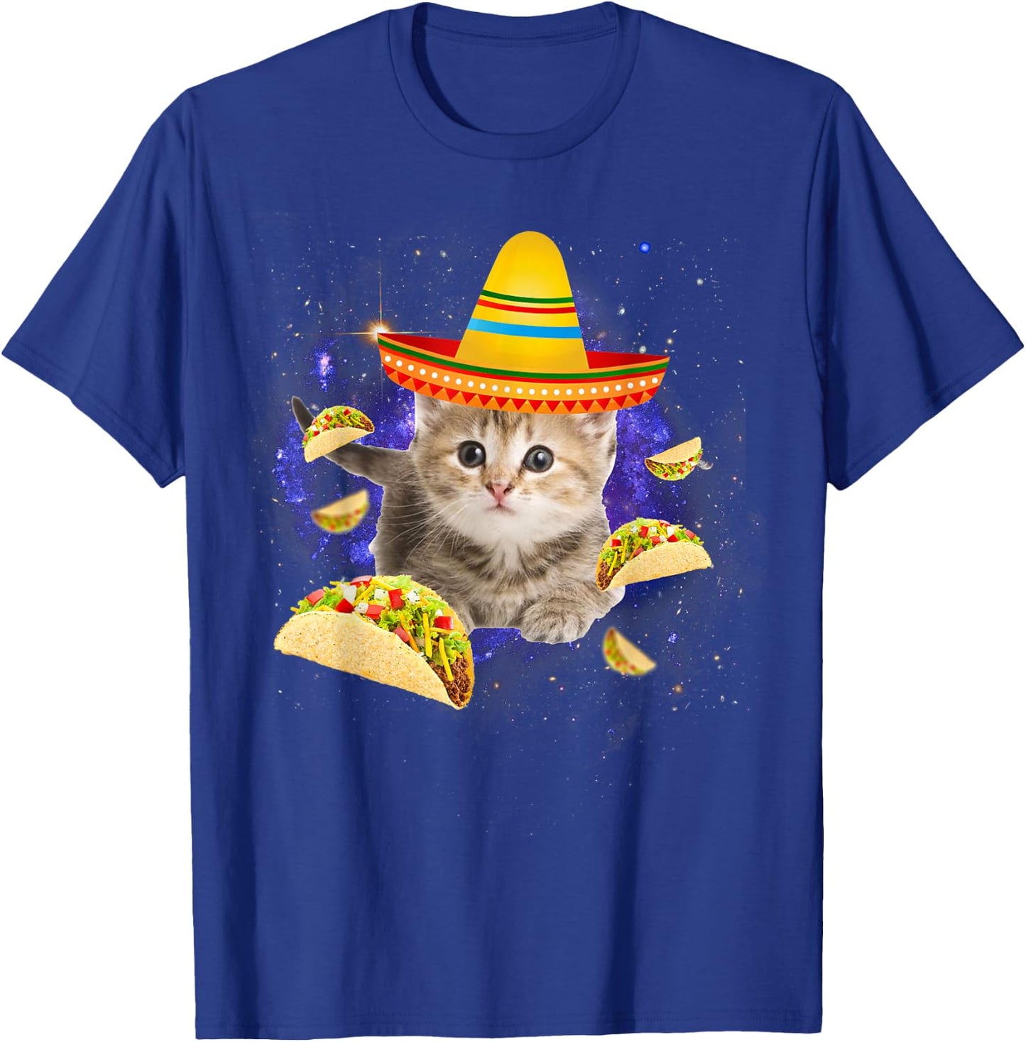 Taco Cat Galaxy Mexican Cat Cinco de Mayo Women Kids T-Shirt - T-Shirt | Royal
