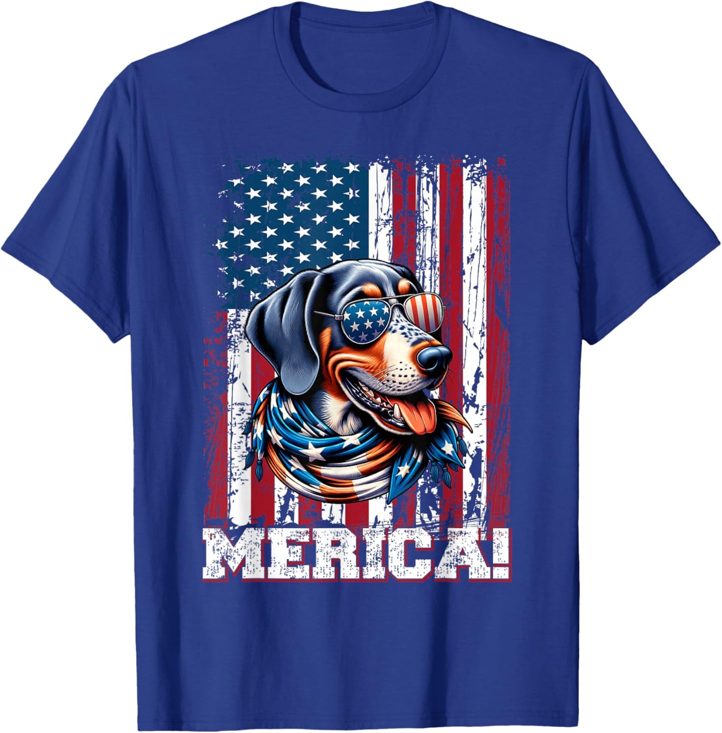 Bluetick Coonhound Dog Lover US Flag 4th Of July Patriotic T-Shirt - T-Shirt | Royal
