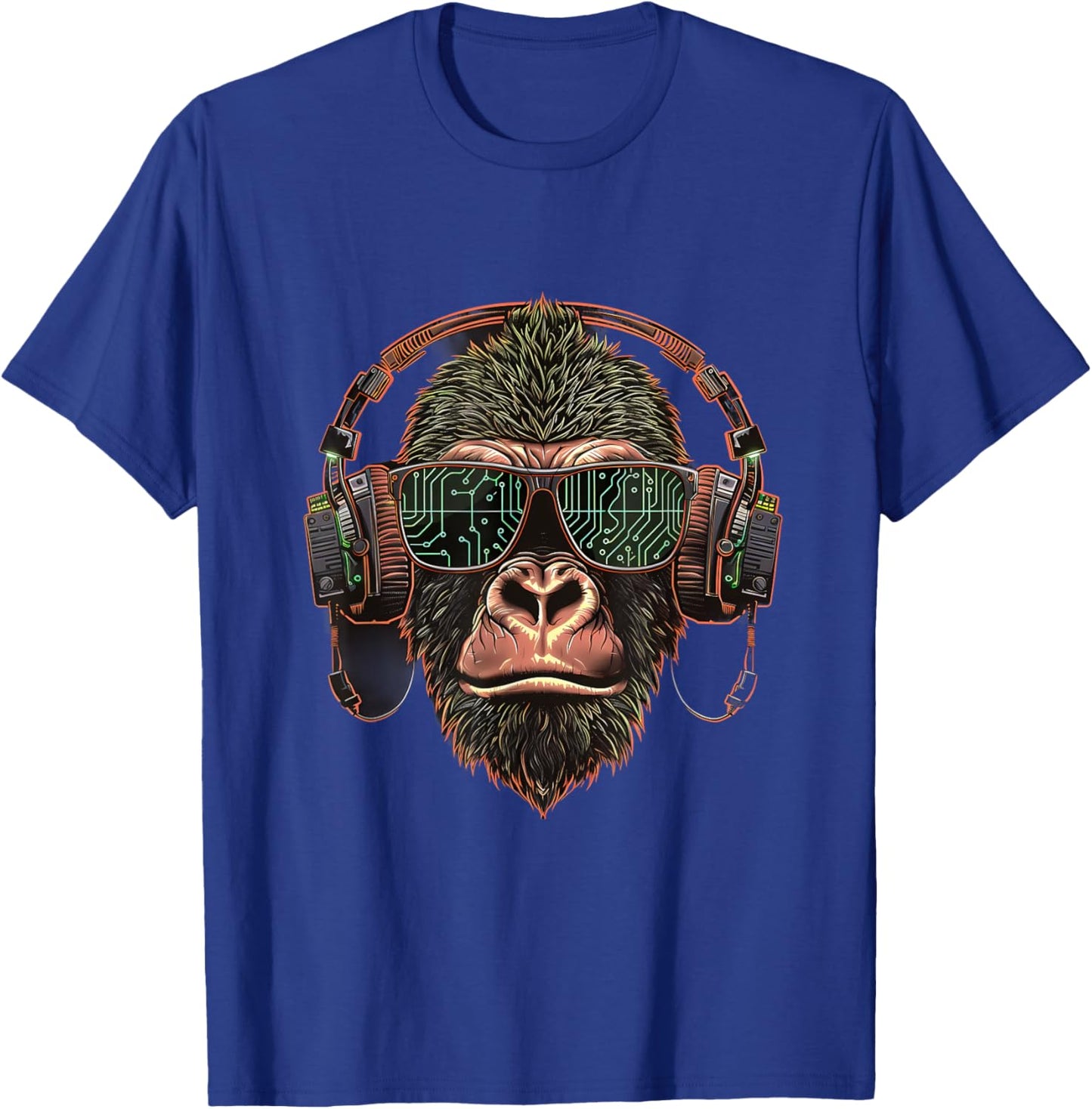 Gorilla Music DJ Beatmaker Music Headphones Techno EDM T-Shirt - T-Shirt | Royal