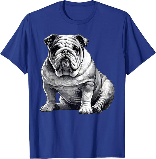 Dog English Bulldog Art T-Shirt - T-Shirt | Royal