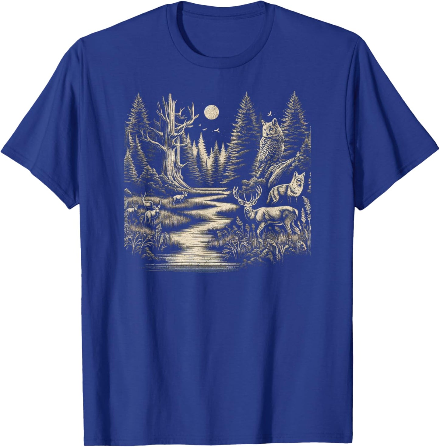 Forest Wildlife Scenic Art T-Shirt - T-Shirt | Royal