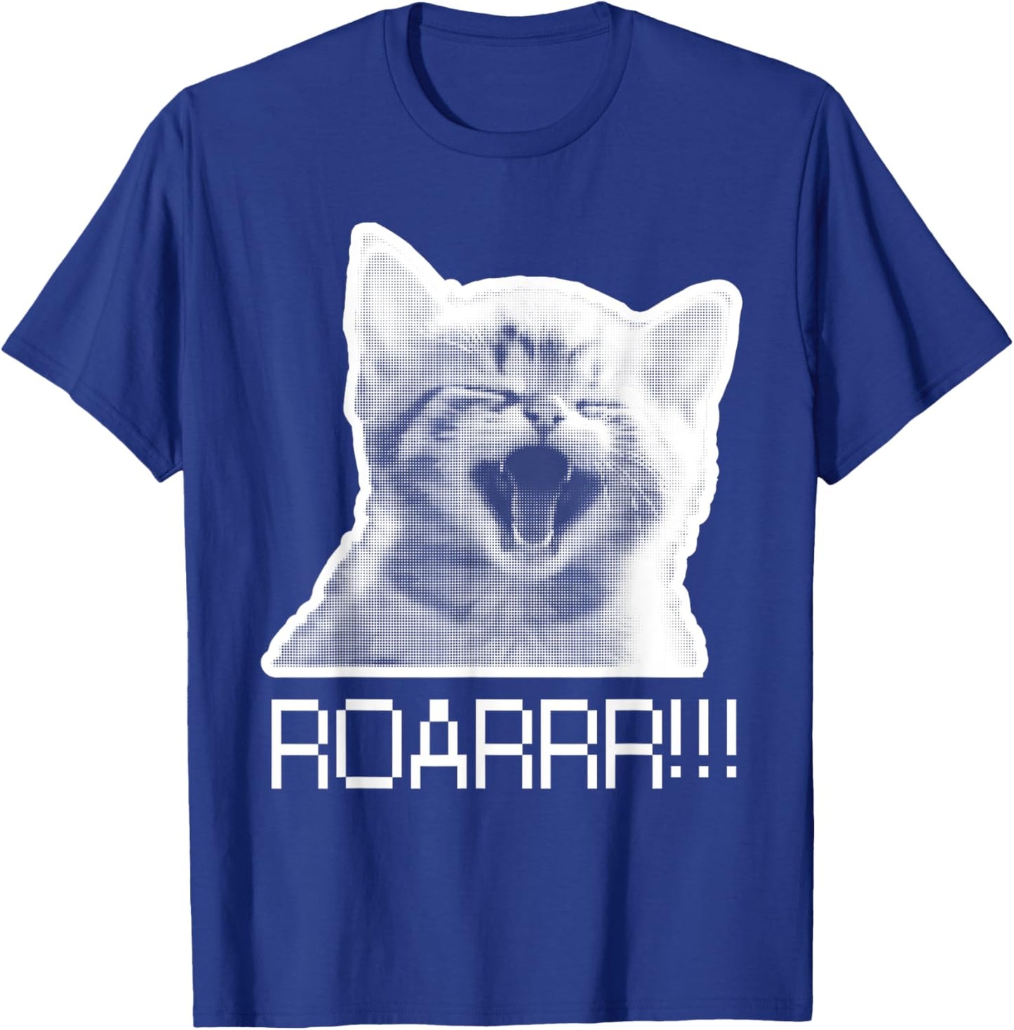 Roarr! Cute Kitten roars Cat Lover retro pixel Design funny T-Shirt - T-Shirt | Royal