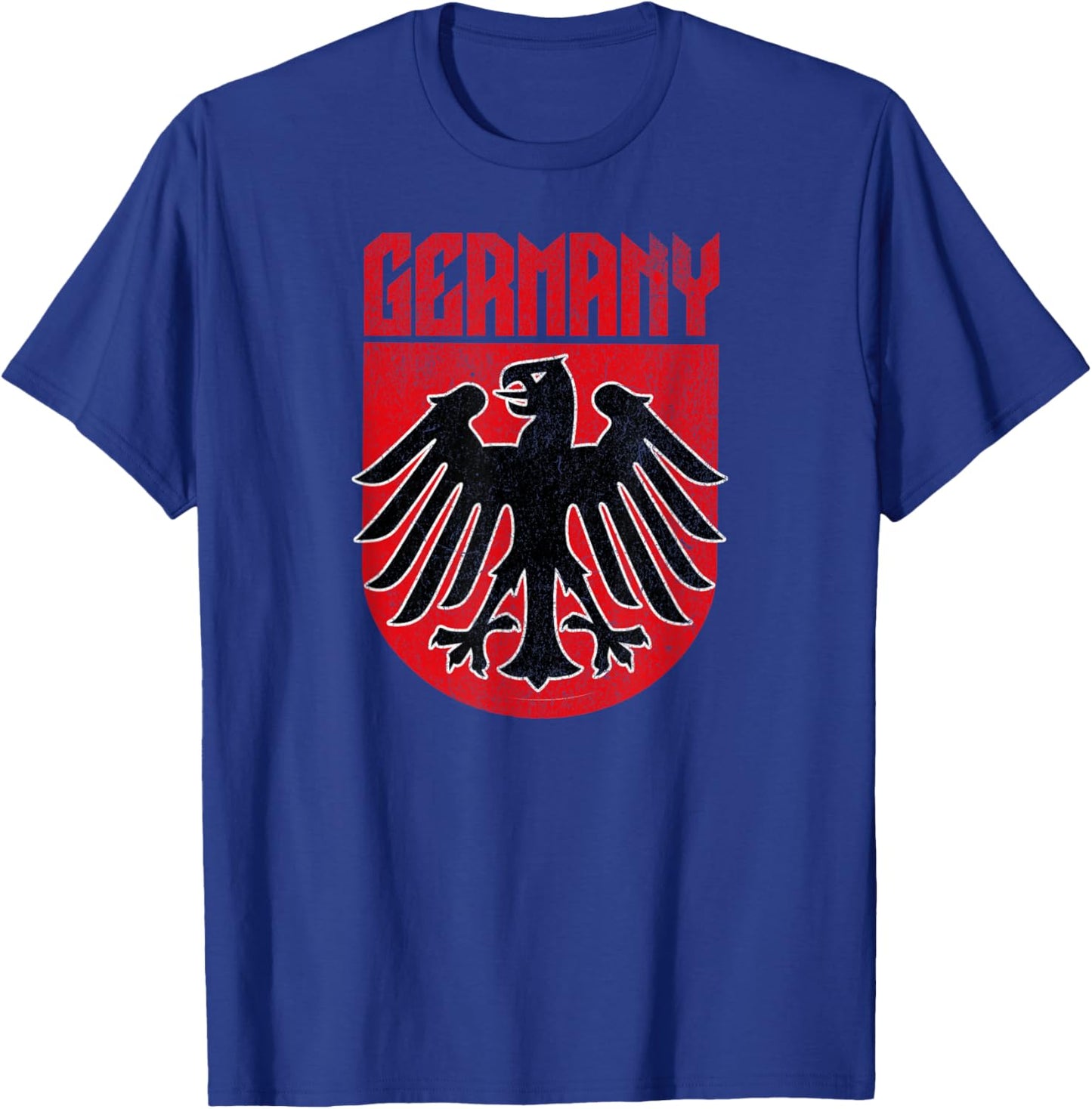 All Things German Boutique Vintage German Eagle Deutschland Red Retro Travel - Small - Black T-Shirt - T-Shirt | Royal
