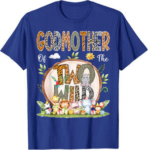 GodMother Of The Two Wild Animal Safari 2Nd Birthday Party T-Shirt - T-Shirt | Royal