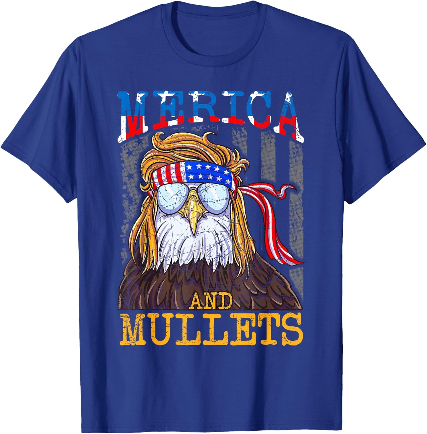 Eagle Mullet Merica Shirt, Funny Redneck Merica & Mullets T-Shirt - T-Shirt | Royal