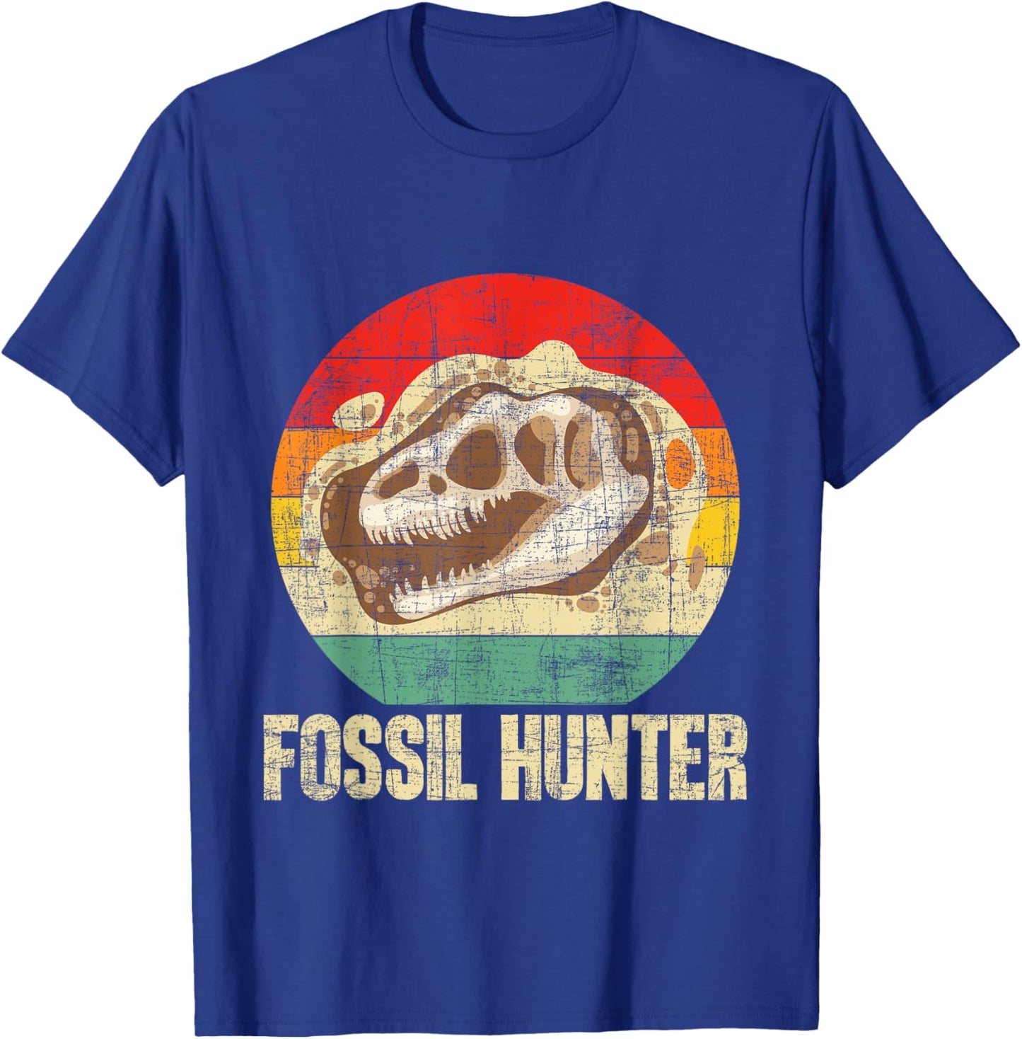 Fossil Hunter - Retro Paleontologist Paleontology T-Shirt - T-Shirt | Royal