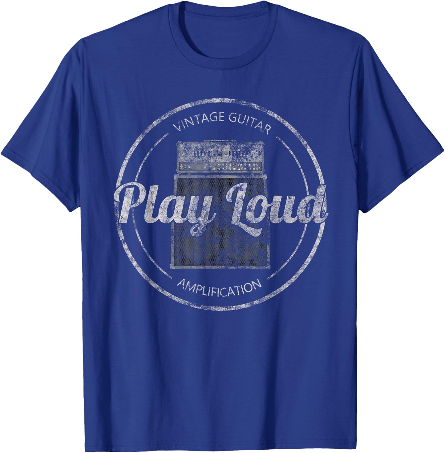 Vintage Electric Guitar Player Play Loud Amplifier T-Shirt - T-Shirt | Royal