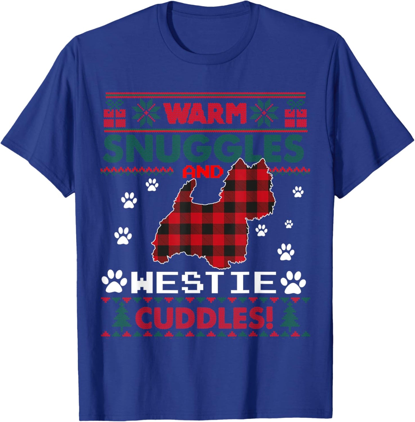 Westie Dog Christmas Pajama Shirt Ugly Christmas Sweater T-Shirt - T-Shirt | Royal