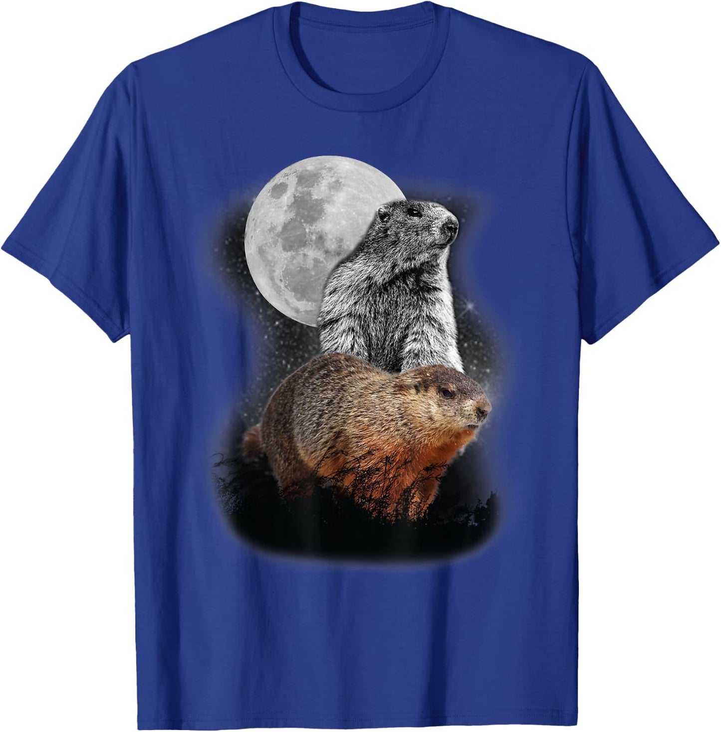 Groundhog Illustration Moon Groundhog Day Groundhog Lovers T-Shirt - T-Shirt | Royal