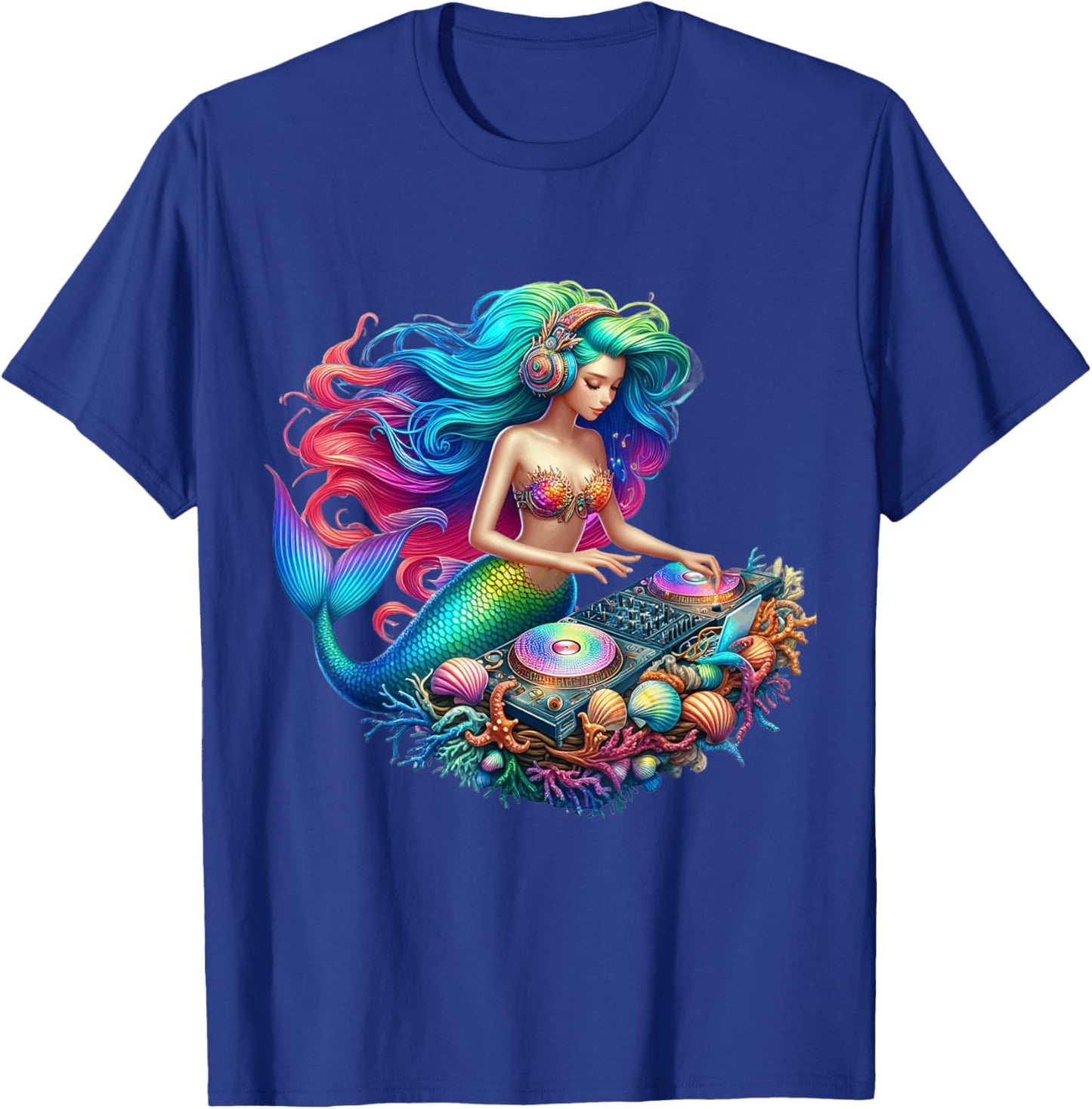 Underwater Mermaid DJ - EDM Music Lover T-Shirt - T-Shirt | Royal
