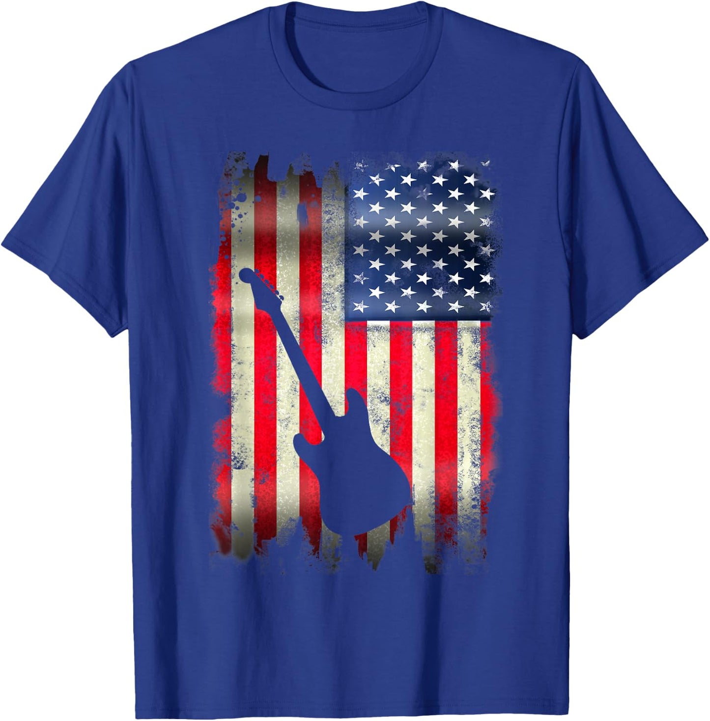 Guitarist USA American Flag 4th of July Patriotic Guitar T-Shirt - T-Shirt | Royal