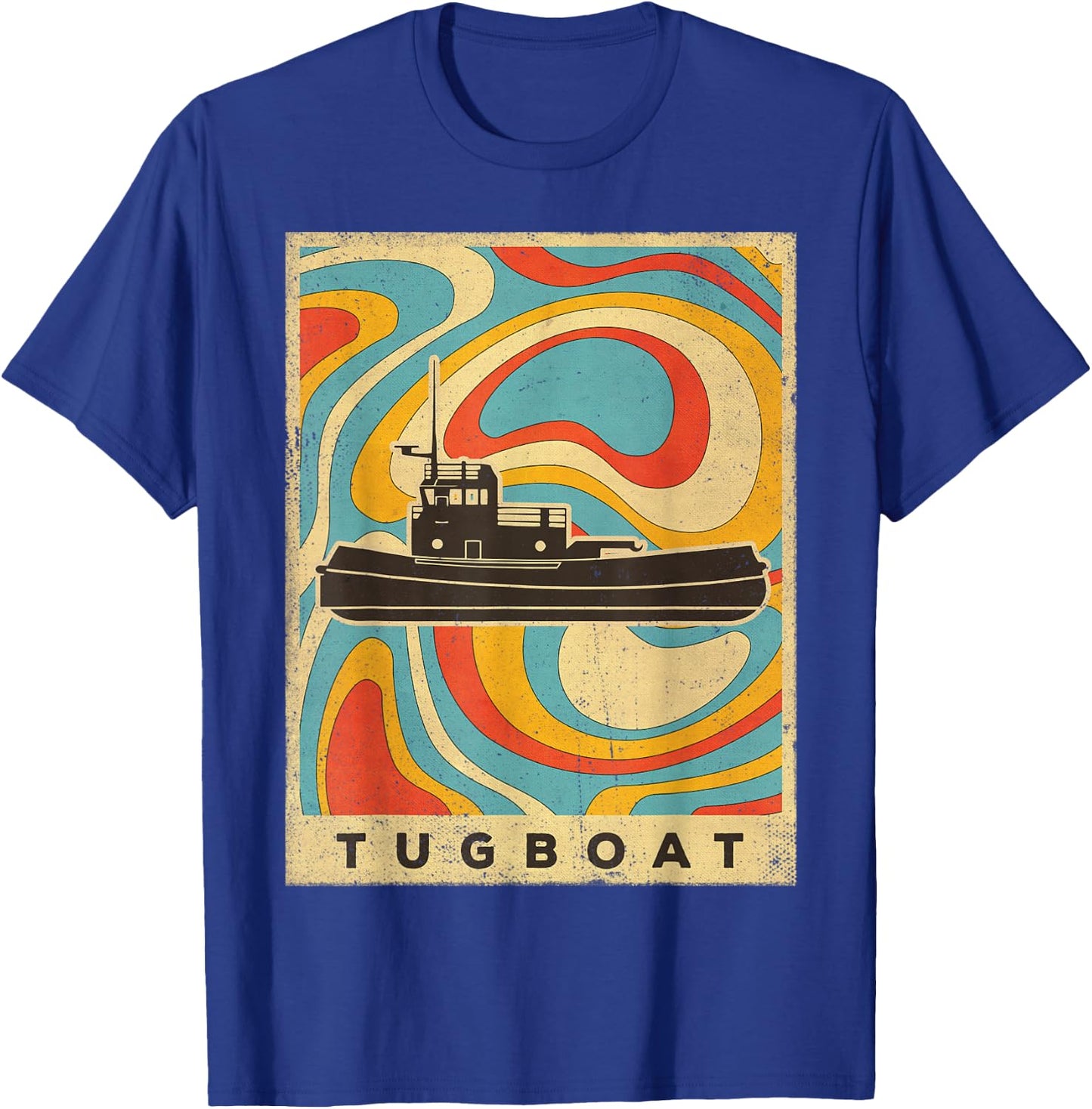 Vintage Tugboat Retro Gift T-Shirt - T-Shirt | Royal