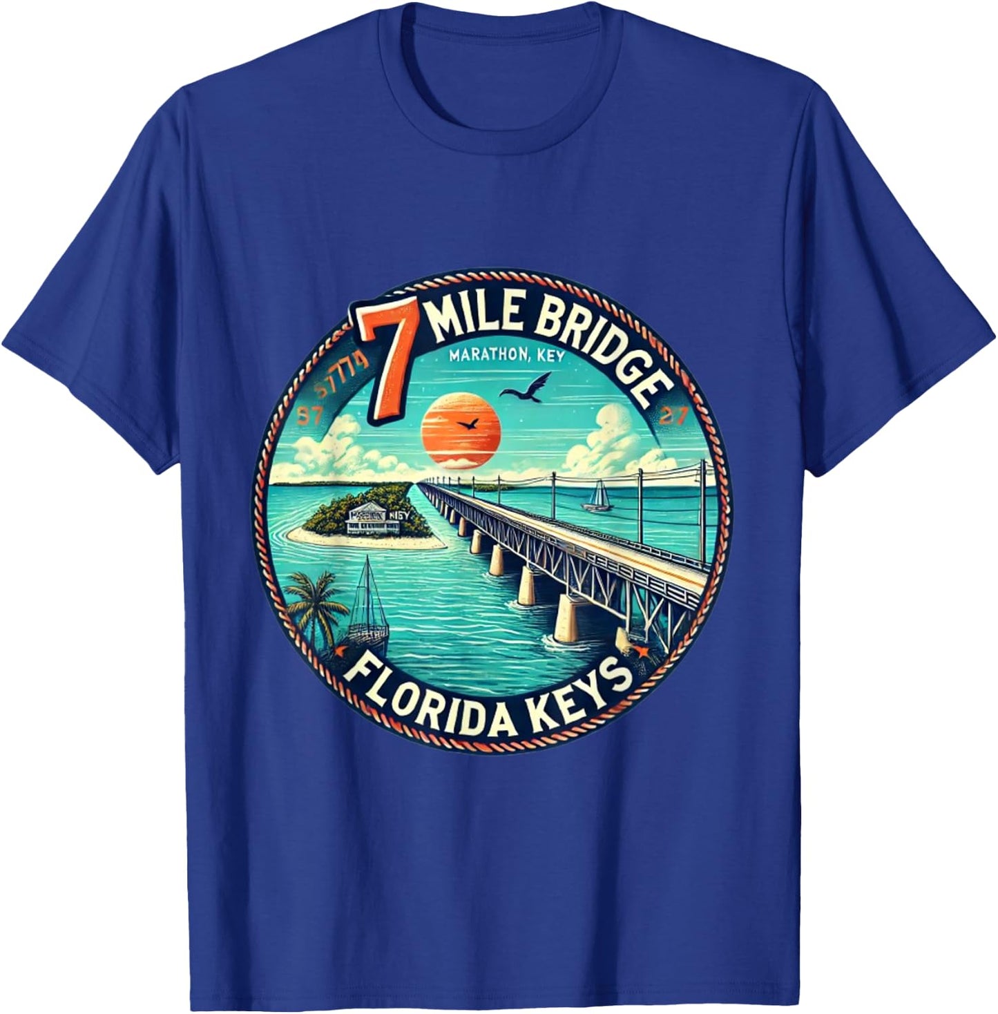 Florida Keys 7 Mile Bridge Marathon T-Shirt - T-Shirt | Royal