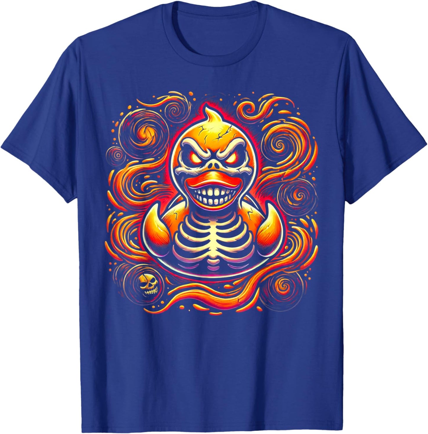 Evil Skeleton Duck Spooky Halloween Rubber Duck Art T-Shirt - T-Shirt | Royal
