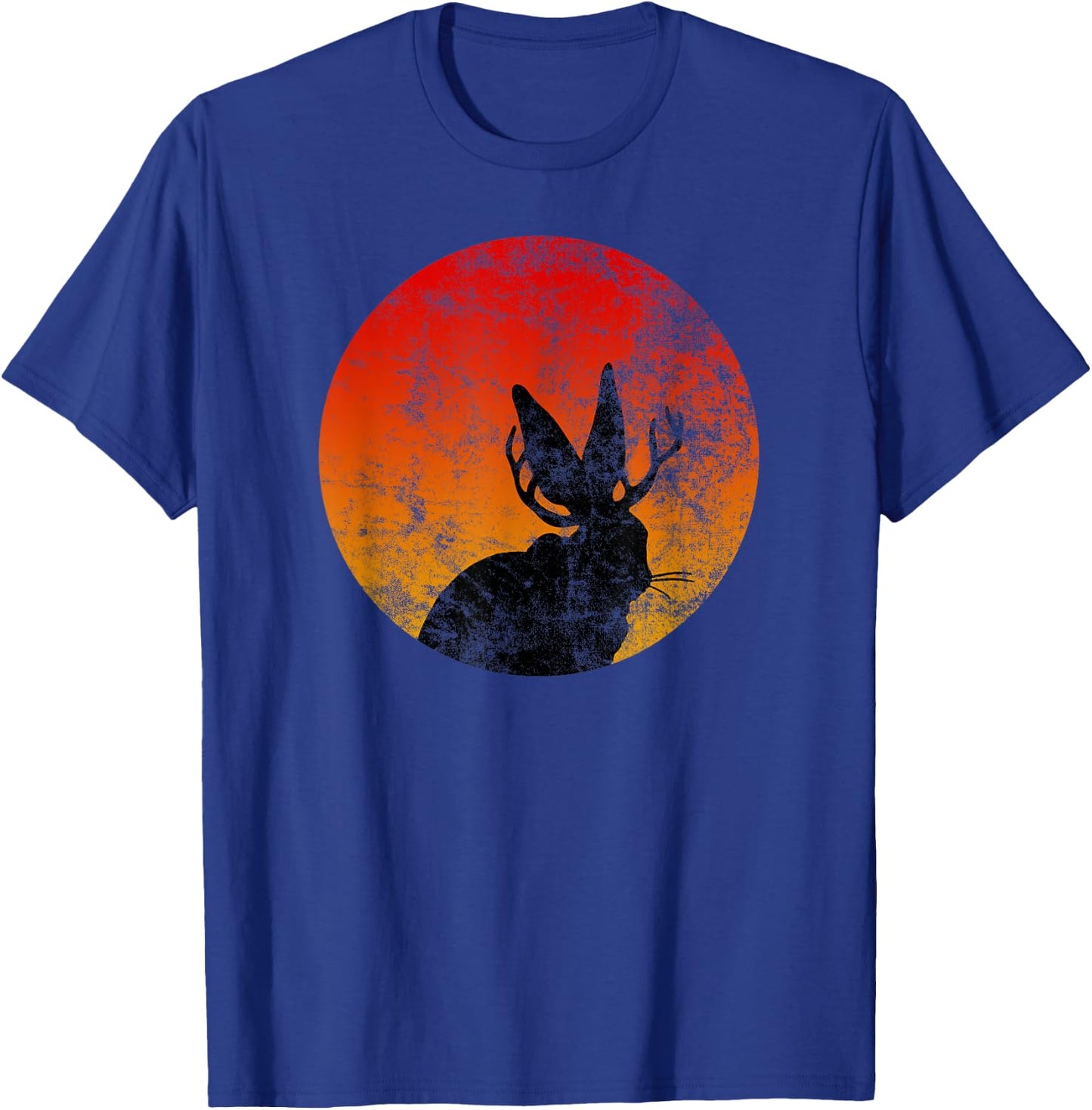 Retro Eighties Jackalope , Vintage Cryptid Rabbit T-Shirt - T-Shirt | Royal