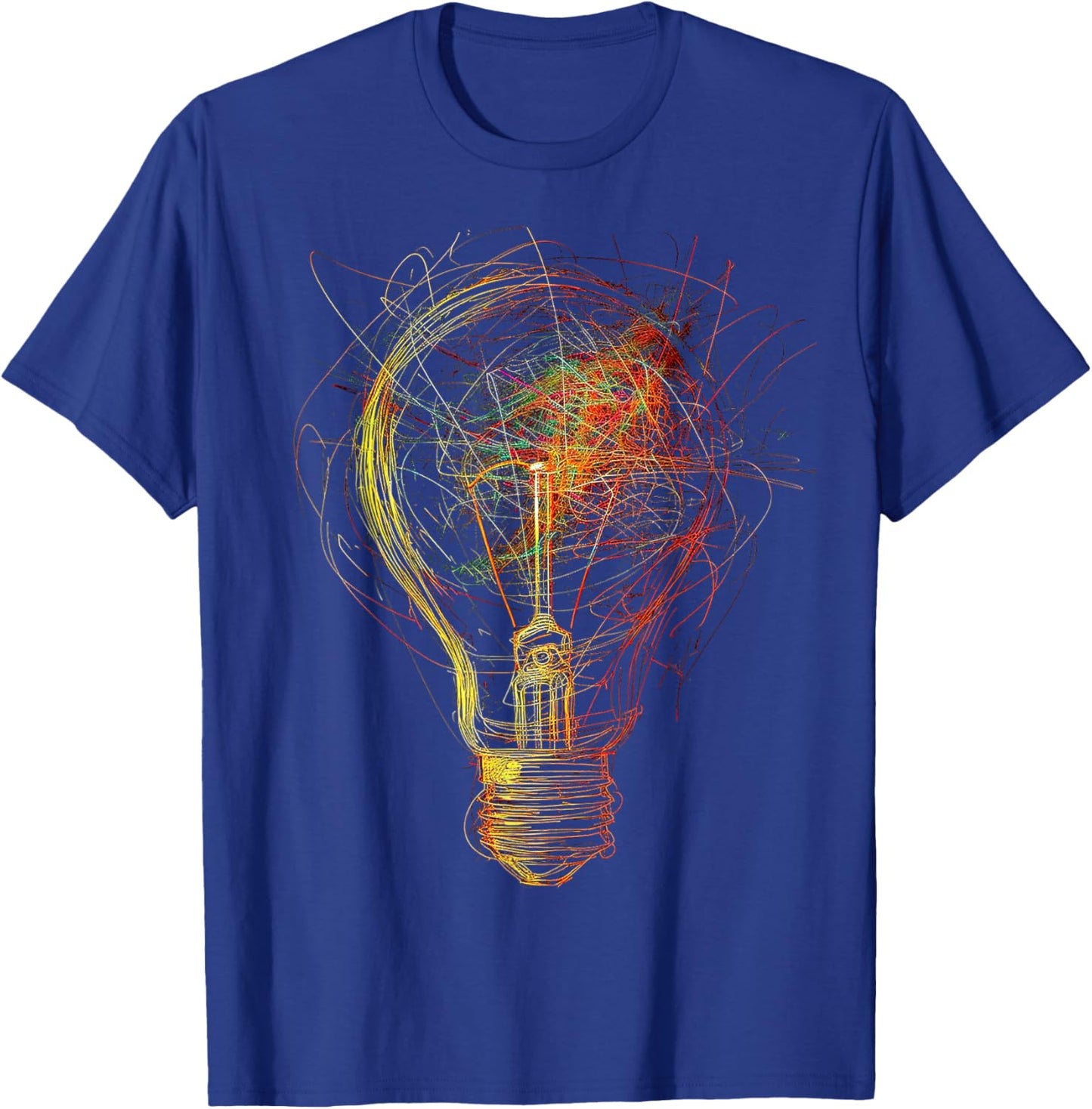 Light Bulb Abstract Drawing Colorful Art Graphic T-Shirt - T-Shirt | Royal