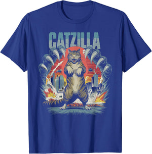 Catzilla Cat Funny Kitten Lover Japanese Art Men Women T-Shirt - T-Shirt | Royal
